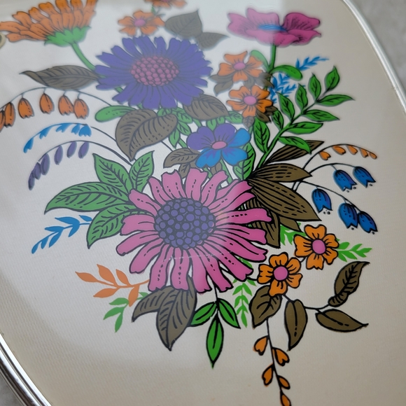 MCM Floral Hand Mirror and Brush Set Made in England - Picture 7 of 11
